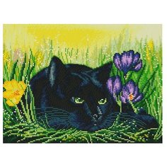 Мозаика на подрамнике 30*40 см Белоснежка 603-ST-S Кот и крокусы
