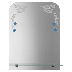 Зеркало «Райские птицы», с пескоструйной графикой и фьюзингом, настенное, с полочкой, 35×45 4348390 Сима ленд