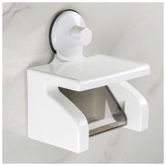 Держатель для туалетной бумаги с полкой на вакуумной присоске 18х11,5х20,3 см 4298312 Сима ленд