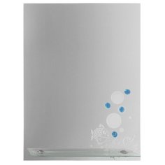 Зеркало «Рыбки», с пескоструйной графикой и фьюзингом, настенное, с полочкой, 45×60 см 4348397 Сима ленд
