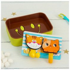 Набор "Котята", держатель для зубной щётки, крючок, мыльница., 13 х 9,5 см 3944853 Сима ленд