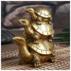 Нэцке полистоун под бронзу "Черепахи пирамида" 10х5,5х8,5 см 4634949 Сима ленд