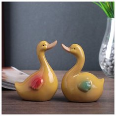 Сувенир керамика "Лебеди с цветными крыльями" набор 2 шт 11х11х5 см 4556577 Сима ленд