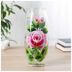 Ваза Роза с росписью на проз.стекле, d-7см 10х23 см 4469743 Сима ленд