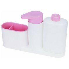 Органайзер для ванных и кухонных принадлежностей с дозатором для жидкого мыла, розовый, 27,5х6,5х17,5 см, Blonder Home BH-TMB3-02