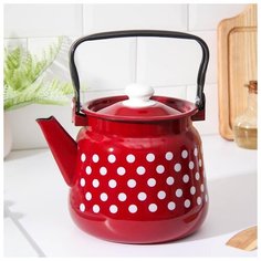 Чайник 3,5 л сфер. декор вишнёвый/чёрный рябчик, с кнопкой 4631589 Сибирские товары