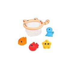 Игрушка для ванной Junfa 4 фигурки морских обитателей, с сачком (9010)
