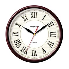 Часы настенные TROYKA 91931915, круг, белые, коричневая рамка, 23х23х4 см Тройка