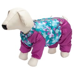 OSSO FASHION комбинезон для собак маленьких пород Снежинка на синтепоне фиолетово/бирюзовый для девочек (35)