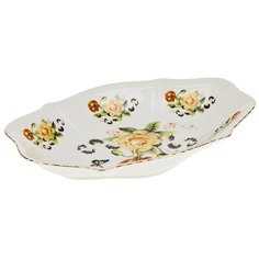 Best Home Porcelain Блюдо Цветочный аромат 21.5х14 белый/желтый/зеленый