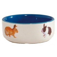 Beeztees 801650 миска керамическая с изображением кролика, голубая 300мл*11,5см