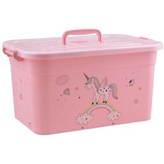 Ящик для игрушек "радуга" 415х270х220мм 15л (розовый) Полимербыт