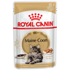 Влажный корм для взрослых кошек Royal Canin Мейн-кун, для здоровья кожи и блеска шерсти, мясное ассорти 2 шт. х 85 г (кусочки в соусе)