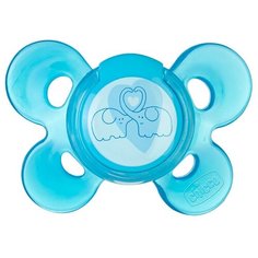 Пустышка силиконовая Chicco Physio Comfort "Слоники", 6-12 месяцев, голубой