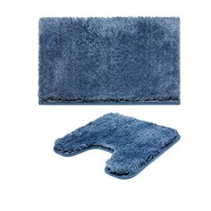 Комплект ковриков для ванной и туалета BATH PLUS Тиволи 55х55 и 60х90, синий