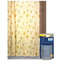 Комплект штора для ванной и кольца BATH PLUS 180x180 The Atlantic, бежевый