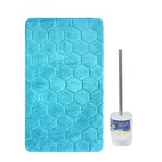 Коврик для ванной и щетка для туалетного ерша BATH PLUS Лана 120x70, бирюзовый