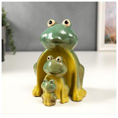 Сувенир керамика "Семейство лягушат" набор 3 шт 16,5х11,8х9 см 5362314 Сима ленд