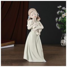 Сувенир керамика "Девчушка с щеночком" 12х7,5х30 см 139150 Сима ленд