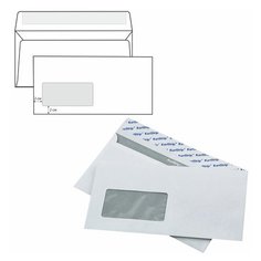 Конверты E65 (110х220 мм) левое окно, отрывная лента, 80 г/м2, комплект 1000 шт., внутренняя запечатка, 125637 Курт