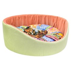 Лежак для собак и кошек ZOOexpress Сны Кошка круглая №1 43х43х16 см салатовый