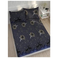 Простынь на резинке Simple House "Звездный олень" натяжная простынь 160х200 см 2-спальная