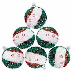 Ёлочный шарик Рождественский плед 6 штук, диаметр 6 см, цвет серебристый, Дилижанс party DP-TOY-12