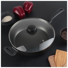 Сотейник 26 см Русская кухня лён, стеклянная крышка, 2 съемные ручки 4790992 Калитва