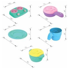 Посуда Шкода (плита, кастрюля, сковорода, 2 крышки, 4 чашки, 4 блюдца), набор игрушек Нордпласт ШКД03