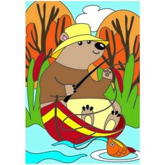 Набор для творчества LORI Картина по номерам для малышей Мишутка на рыбалке