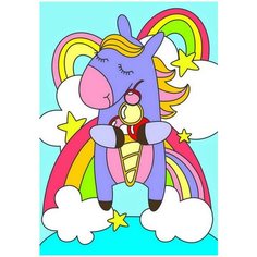 Набор для творчества LORI Картина по номерам для малышей Радужный единорожка