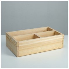 Ящик деревянный 34.5×20.5×10 см подарочный комодик, натуральный 6625095 Сима ленд