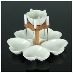 Менажница 2 яруса "Эстет" 5 ячеек, 1 соусник, 5 шпажек 3099951 Сима ленд