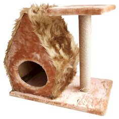 Комплекс "Скворечник с когтеточкой с полкой", мех однотонный, 62х38х55 см Zo Oexpress
