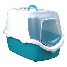 Трикси туалет-домик для кошек "Vico Easy Clean" 40*40*56 см бирюзовый/белый Trixie