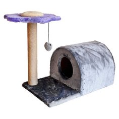 Комплекс «Кибитка с когтеточкой "Цветок"», мех однотонный, 38х61х54 см Zo Oexpress