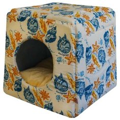 Домик для собак и кошек ZOOexpress Куб-трансформер Ривьера №1 42х42х40 см бежевый