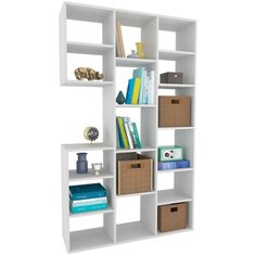 Стеллаж MfMaster Рикс-1, 17 полок, материал: ЛДСП, ШxГxВ: 103.8х30х171.6 см, белый МФ Мастер