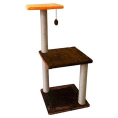 Этажерка 2 полки 3 когтеточки мех однотонный 40*40*96 см Zo Oexpress