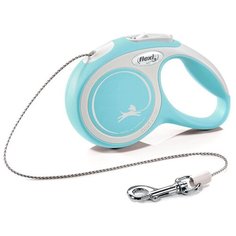 Flexi тросовый поводок-рулетка для собак, голубой, "New Comfort", S, 5 м/12 кг