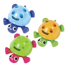 Точилка ПИФАГОР с контейнером, пластиковая, "Черепашка", подставка для 4-х карандашей, цвет ассорти, 226946