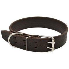 Ошейник Hight Line кожаный без украшений, коричневый, 35мм / 50-60см Zo Oexpress