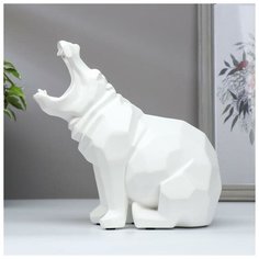 Сувенир полистоун "Белый бегемот 3D" 23,5х23х12,5 см 5078129 Сима ленд
