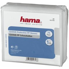 Конверт Hama на 1CD/DVD H-11716, прозрачный, 75 шт