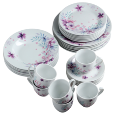 Столовый сервиз Доляна Флора (4342146), 6 персон, 24 предм., белый/сиреневый