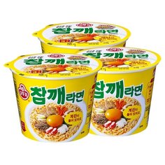 Лапша быстрого приготовления Чамке Рамён со вкусом жареного кунжута Ottogi, чашка 110 г х 3 шт