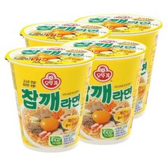 Лапша быстрого приготовления Чамке Рамён со вкусом жареного кунжута Ottogi, стакан 65 г х 4 шт