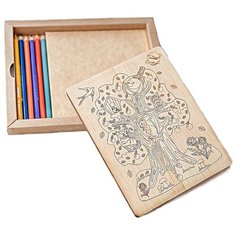Пазл-раскраска из кедра "Сказочное дерево" Барбарикум