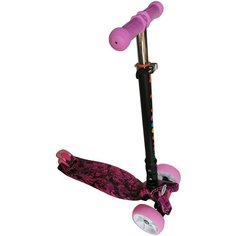 Самокат SCOOTER детский трёхколёсный со светящимися колёсами и складным рулём