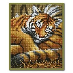 Тигренок - 25х20см алмазная мозаика на подрамнике Белоснежка